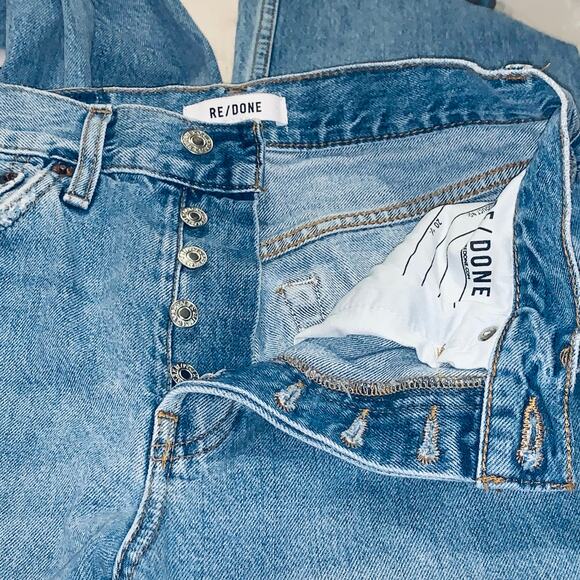 Re/Done Distressed Jeans Size 25 US 90s High Rise Loose in Worn Blue - Picture 5 of 11